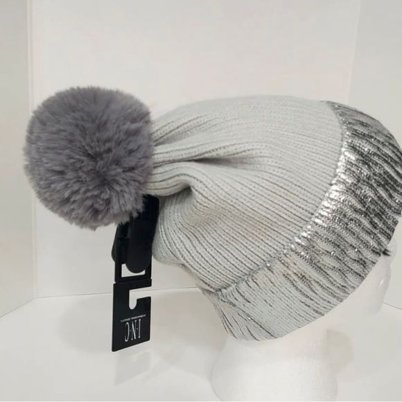 inc International Concepts Silver Metallic Beanie One Size-NWT - Picture 2 of 7